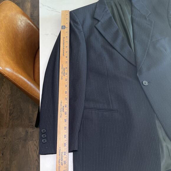 Vintage Givenchy Monsieur Blazer 40R Wool Navy Blue Pinstripe USA Sport Coat - Picture 7 of 14